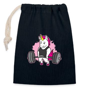 Strong unicorn - Closable cotton gift bag (14x20cm) - navy - Front
