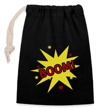 BOOM ! - Verschließbarer Geschenkbeutel aus Baumwolle (14x20cm) - Schwarz - Vorne