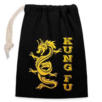 Kung Fu Dragon - Closable cotton gift bag (14x20cm) - black - Front