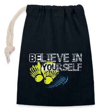 badminton - Closable cotton gift bag (14x20cm) - navy - Front