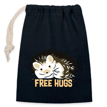 Hugging hedgehogs - Closable cotton gift bag (14x20cm) - navy - Front