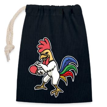 Cadeau de sport oiseau poule poulet coq - Sac cadeau en coton avec cordon (14 x 20 cm) - bleu marine - Devant