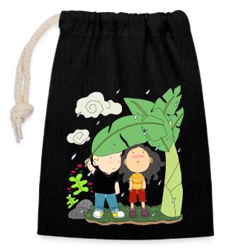 Couple protect rain couple gift shirt - Closable cotton gift bag (14x20cm) - black - Front
