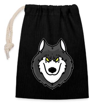 Wolf Raubtier Alpha Rudel Beute Geschenk Idee Wild - Verschließbarer Geschenkbeutel aus Baumwolle (14x20cm) - Schwarz - Vorne