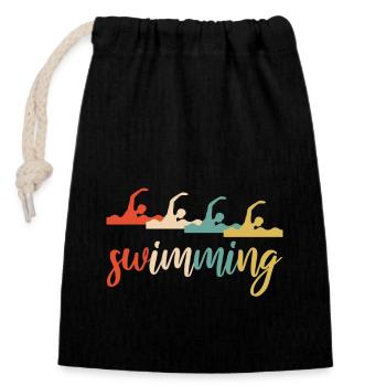 Natation nageurs plongée sous-marine cadeau rétro - Sac cadeau en coton avec cordon (14 x 20 cm) - noir - Devant