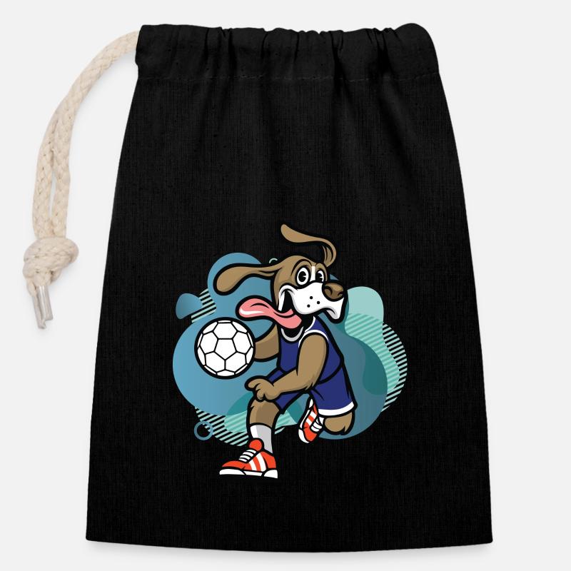 cool chien de handball drôle - Sac cadeau en coton avec cordon (14 x 20 cm) - noir