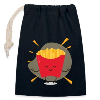 frites de yoga amusantes et décontractées - Sac cadeau en coton avec cordon (14 x 20 cm) - bleu marine - Devant