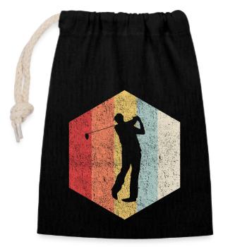 Golf Retro Vintage Abschlag Ball Grün Caddy - Verschließbarer Geschenkbeutel aus Baumwolle (14x20cm) - Schwarz - Vorne