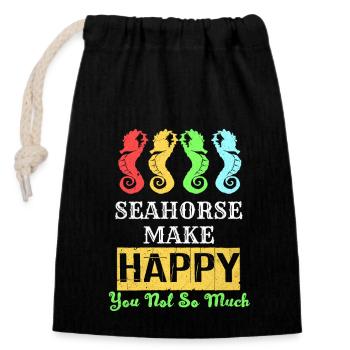 Hippocampe - Sac cadeau en coton avec cordon (14 x 20 cm) - noir - Devant