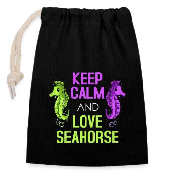 Hippocampe - Sac cadeau en coton avec cordon (14 x 20 cm) - noir - Devant