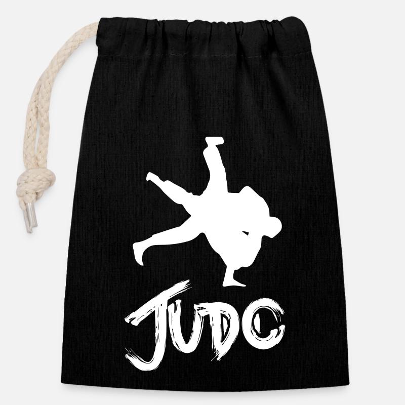 judo - Closable cotton gift bag (14x20cm) - black