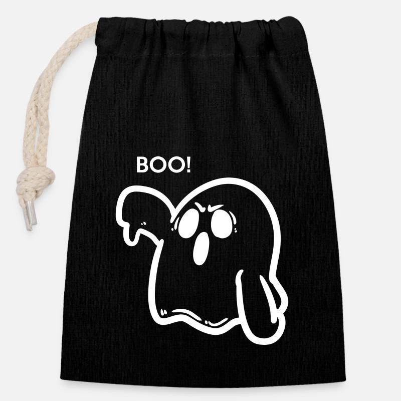 Halloween Ghost Creepy Spooky Scared Horror Party - Closable cotton gift bag (14x20cm) - black