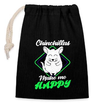 Chinchilla - Verschließbarer Geschenkbeutel aus Baumwolle (14x20cm) - Schwarz - Vorne