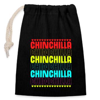 Chinchilla Cadeau Amérique du Sud Rongeur Pet - Sac cadeau en coton avec cordon (14 x 20 cm) - noir - Devant