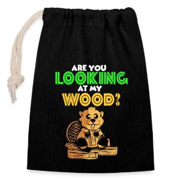 Beaver - Closable cotton gift bag (14x20cm) - black - Front