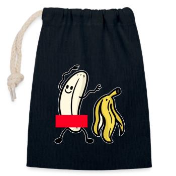 Drôle de nudiste Nu Banane censeur mature amusante mature - Sac cadeau en coton avec cordon (14 x 20 cm) - bleu marine - Devant