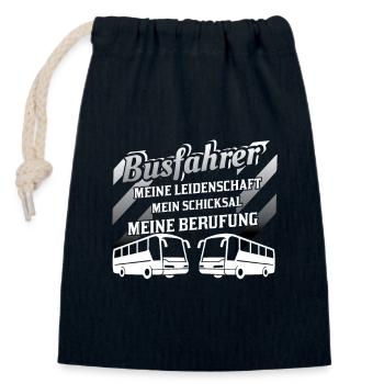 Busfahrer Leidenschaft Schicksal Berufung - Verschließbarer Geschenkbeutel aus Baumwolle (14x20cm) - Navy - Vorne