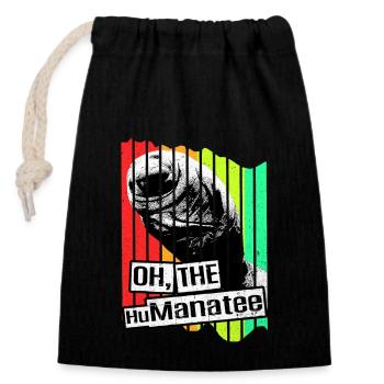Manatee - Closable cotton gift bag (14x20cm) - black - Front