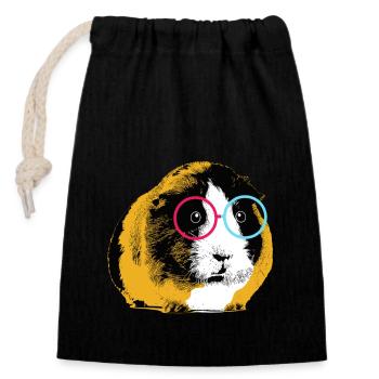 Guinea pig - Closable cotton gift bag (14x20cm) - black - Front