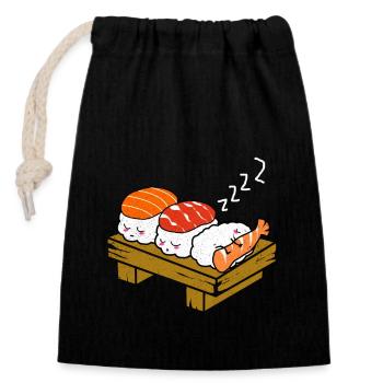 Sushi - Verschließbarer Geschenkbeutel aus Baumwolle (14x20cm) - Schwarz - Vorne