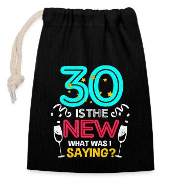 30th birthday - Closable cotton gift bag (14x20cm) - black - Front