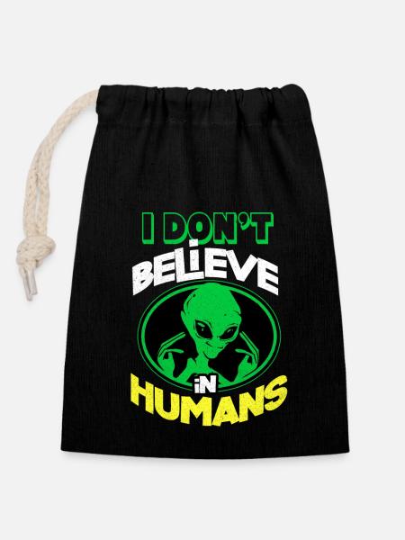Aliens - Sac cadeau en coton avec cordon (14 x 20 cm) - noir