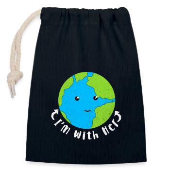 Earth Day - Closable cotton gift bag (14x20cm) - navy - Front