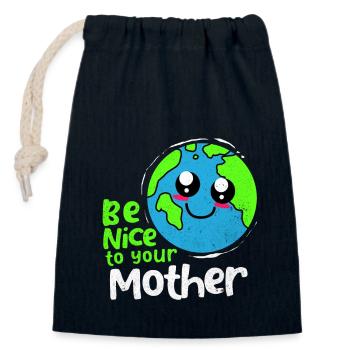 Earth Day - Closable cotton gift bag (14x20cm) - navy - Front