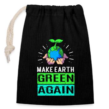 Earth Day - Closable cotton gift bag (14x20cm) - black - Front