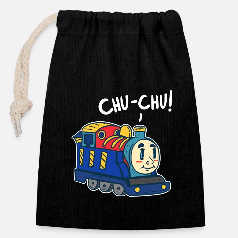 Train - Sac cadeau en coton avec cordon (14 x 20 cm) - noir
