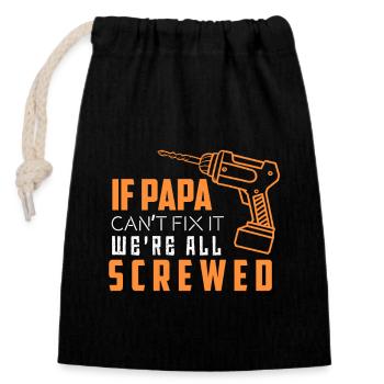 Father repairs everything - Closable cotton gift bag (14x20cm) - black - Front