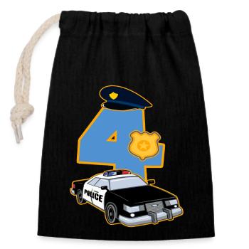 4ème anniversaire de la police 4 ans costume cadeau - Sac cadeau en coton avec cordon (14 x 20 cm) - noir - Devant