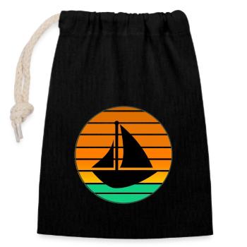 Sail boat in green - Segelboot im grünen - Verschließbarer Geschenkbeutel aus Baumwolle (14x20cm) - Schwarz - Vorne