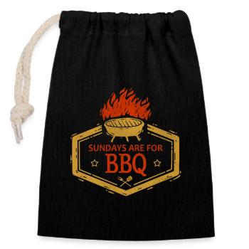 BBQ BBQ BBQ - Closable cotton gift bag (14x20cm) - black - Front