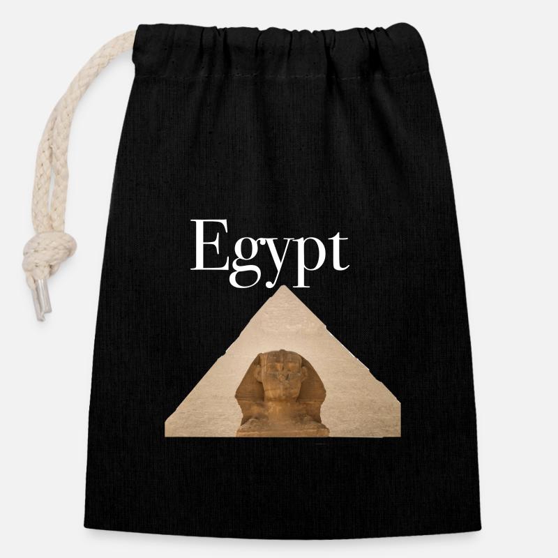Pyramide pyramides Egypte - Sac cadeau en coton avec cordon (14 x 20 cm) - noir