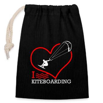 Kiteboard - Closable cotton gift bag (14x20cm) - black - Front