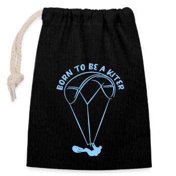 Kiteboard - Closable cotton gift bag (14x20cm) - black - Front