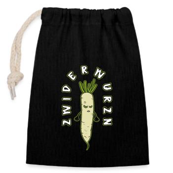 Granted vegetables - Closable cotton gift bag (14x20cm) - black - Front