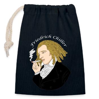 Friedrich Schiller Cannabis Weed Poet Chiller - Verschließbarer Geschenkbeutel aus Baumwolle (14x20cm) - Navy - Vorne