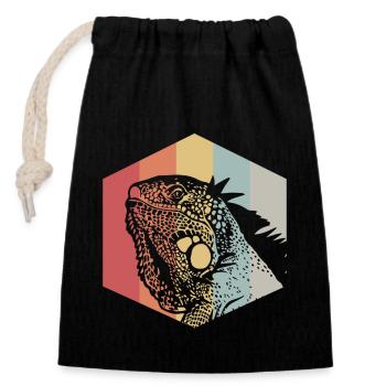 Iguane vintage lézards amoureux cadeau - Sac cadeau en coton avec cordon (14 x 20 cm) - noir - Devant