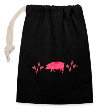 Pig Pig Pig Piglet Boar Boar - Closable cotton gift bag (14x20cm) - black - Front