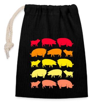 Schwein Sau Schweinchen Minischwein Ferkel Eber - Verschließbarer Geschenkbeutel aus Baumwolle (14x20cm) - Schwarz - Vorne