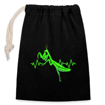 Mante religieuse Entomologie Insekt Zoologie Proverbe - Sac cadeau en coton avec cordon (14 x 20 cm) - noir - Devant