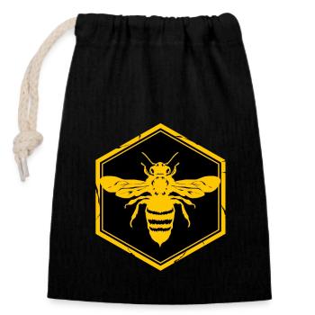 Bee Bees Bumblebee Beekeeper Honey Climate Nectar Flower - Closable cotton gift bag (14x20cm) - black - Front