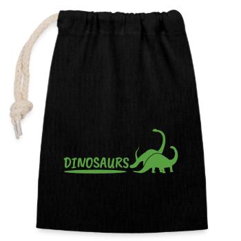 Dinosaurs in green - Closable cotton gift bag (14x20cm) - black - Front