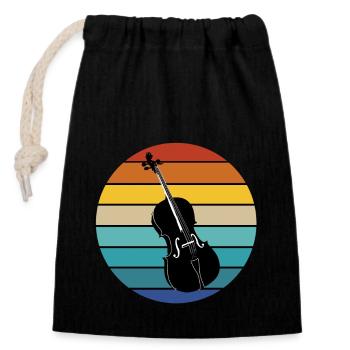 Cello Double Bass Classical Music Teacher Symphony - Closable cotton gift bag (14x20cm) - black - Front
