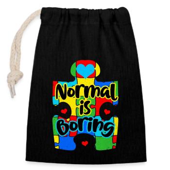 Autism - Closable cotton gift bag (14x20cm) - black - Front