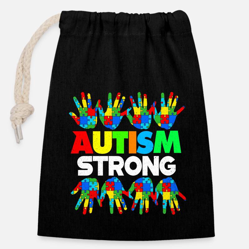 Autism - Closable cotton gift bag (14x20cm) - black