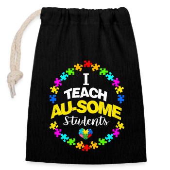 Autism - Closable cotton gift bag (14x20cm) - black - Front