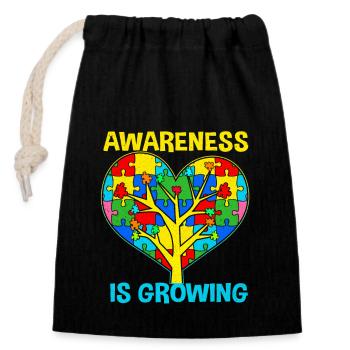 Autism - Closable cotton gift bag (14x20cm) - black - Front